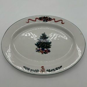 Newcor Christmas Morning Oval Serving Platter 12" Teddy Bear Ivy Ribbon